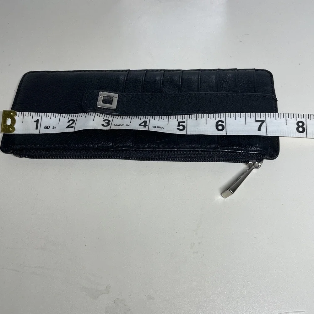LODIS Black Julia Long Stacker Organizer Leather ID Card, RFD  Zip Top Wallet